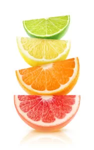Isolated citrus fruits wedges